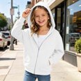 thumbnail image 2 of Staki Girls Lightweight Zip-Up Hoodie for Kids Soft Casual Hooded Sweatshirt 4-15Y(White,14-15 Years), 2 of 7