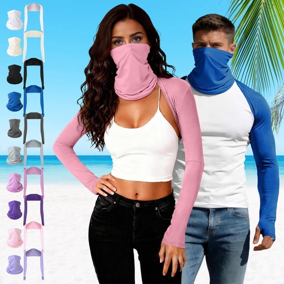 VBVC Unisex UPF 50 Sun Protection Arm Shrug and Neck Gaiter,Ladies 2-in-1 Cooling Full Coverage Set for Golf Fishing Outdoor Activities,Gray,Free Size