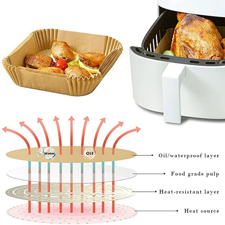 10/20/50/100PCS Air Fryer Paper Liner Food Grade Blotting Paper Pad Paper  Baking And Roasting Household Food Silicone Paper Round Paper Plate