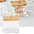Qtip Holder Dispenser With Bamboo Lids, Clear Bathroom Organizer