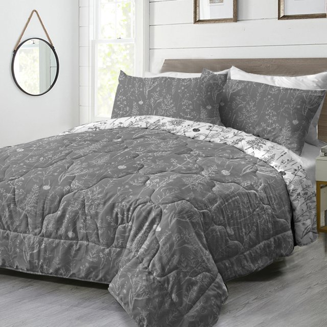TOPTREE 3 Pieces Ultra Soft Comforter Set Microfiber King Size,Gray