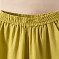 thumbnail image 4 of Women's Linen Blend Wide Leg Culottes Pants Elastic Waist with Gathered Pleats Breathable Loose Fit Mid-Length Trousers for Spring Summer Yellow XL(XL), 4 of 5