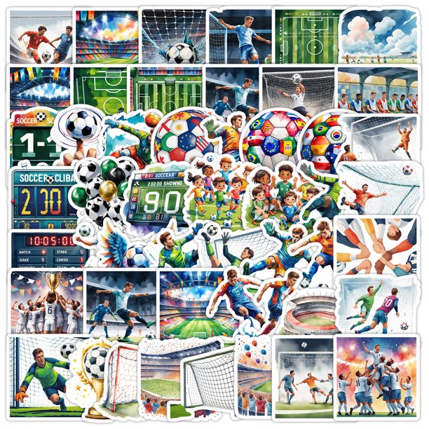 Paquete de pegatinas de fútbol, 50 unidades, pegatinas de vinilo impermeables