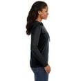 thumbnail image 2 of JustBlanks Ladies Semi-fitted Silhouette with Side Seam 100% Combed Ring Spun Cotton Long Sleeve Hooded T-Shirt for Women's - Black/ Dark grey - Large, 2 of 3