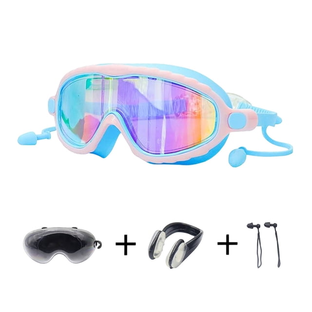 Bookk Water Guard Kids Swim Goggles With Nose And Ear Plugs For Eye Comfort Fit For Pool Play And Training