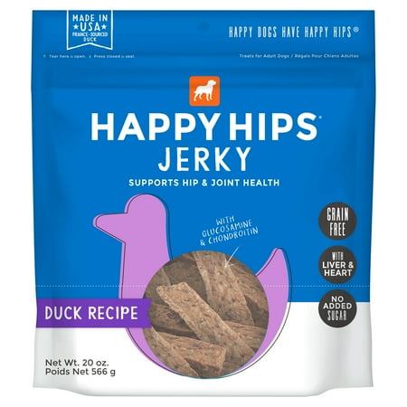 UPC: 0693804292568 | Happy Hips Healthy Grain-Free Jerky Meat Dog Treats – Duck – – 20 oz.