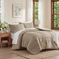 thumbnail image 2 of Regency Heights Queen Comforter Set, Boho 3-Piece Pintuck Stitching Bedding Set, Soft Washed Pleated Bed Sets with Pillow Sham Khaki, 2 of 9