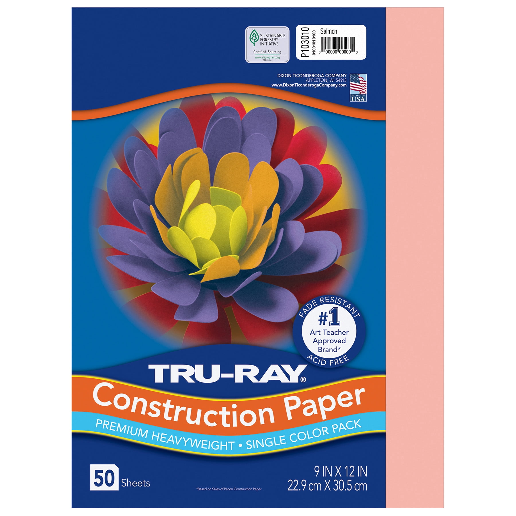 Tru-Ray Construction Paper, Heavyweight, Salmon, 9" x 12", 50 Sheets Per Pack, 10 Packs
