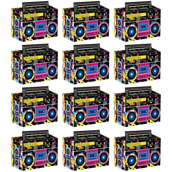 PIXHOTUL 80s 90s Party Favor Boxes, Novelty Boom Box Favors Candy Paper Boxes Gift Treat Goodie Candy Boxes 80s Retro Radio Decorations Table Centerpieces for 80s 90s Hip Hop Party Decorations