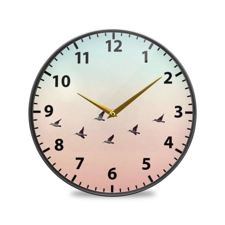Minimalist Flying Birds Pattern Wall Clock Modern Decor Acrylic Clock Golden Hands 9.5in