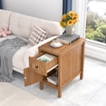 thumbnail image 6 of Wood End Table, Narrow Side Table with Drawers, Slim Bedside Table for Small Spaces, Living Room, Bedroom, Walnut, 6 of 9