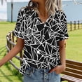 thumbnail image 4 of Button Down Shirt for Women Classic Sailor Stripe Pattern Collared Neck Short Sleeve Professional Business Casual Slim Fit Office Workwear Blouse, 4 of 6