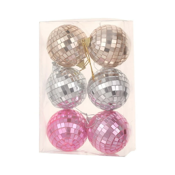 ZToonmas 6Pcs Christmas Ball Ornaments 2.4" Colorful Mirrored Disco Balls for Xmas Decorations and Party Favors, Glitter Christmas Ball