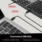 Macally Premium Wired USB C Keyboard with USB Ports - Connect Up to 3 Devices - (2X USB-A |1x USB-C Ports) - Wired Keyboard for MacOS - Slim Full Size Type-C Keyboard - Space Gray
