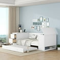 thumbnail image 5 of Euroco Wood Twin Size Daybed with Trundle, Storage Cabinets with Shelves and Drawers, Charging Station Sofa Bed, White, 5 of 19