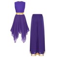 thumbnail image 2 of Jowowha Womens Liturgical Dance Sleeveless Dress Wide Leg Pants 2-piece Performance Outfit Purple XL, 2 of 7