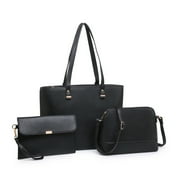 Poppy 3pcs Womens Faux Leather Shoulder Bag Set with Crossbody Pouch Wallets Handbags Tote Bag