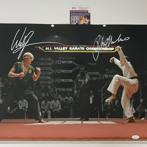 Autographed/Signed William Zabka Ralph Macchio The Karate Kid Cobra Kai 16x20 Photo JSA COA