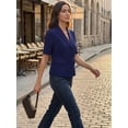 thumbnail image 4 of DARING DIVA Women's Short Sleeve Business Suit Jacket Blazer XS Dark Blue, 4 of 6