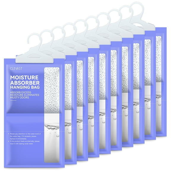 CLEVAST Moisture Absorbers Packets 10 Pack, Dehumidifier Bags for Closet, Unscented Hanging Humidity Absorber in Wardrobes, Bedrooms, Bathrooms(230g/pack)