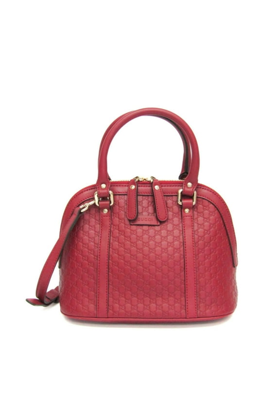 Pre-Owned Gucci MicroGuccissima 449654 Women's Leather Handbag,Shoulder Bag Red Color (Good)