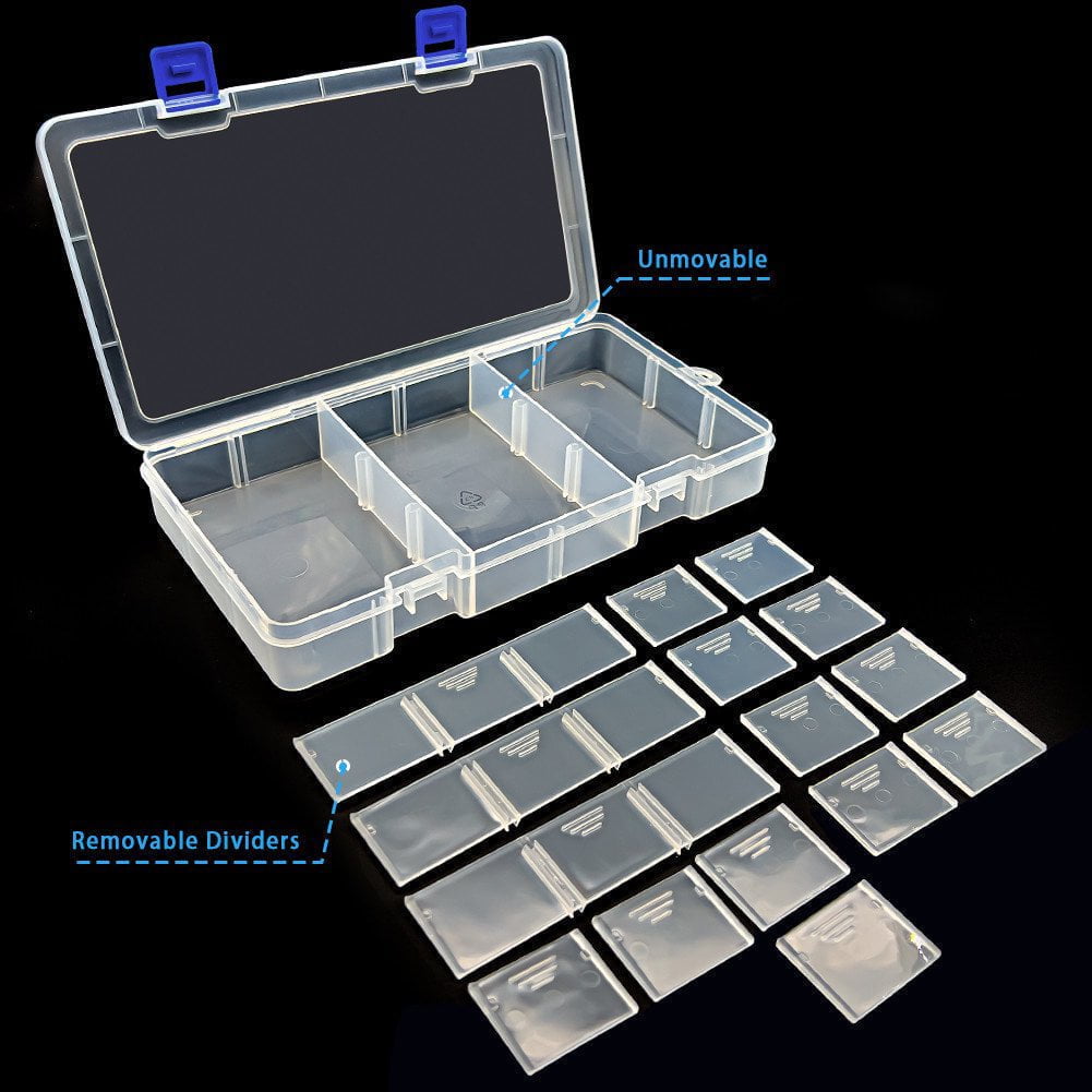 DUONER Plastic Bead Storage Organizer Box Divided Grids 34 Compartments  Small Plastic Craft Storage Box with Compartments Bead Containers for  Storage