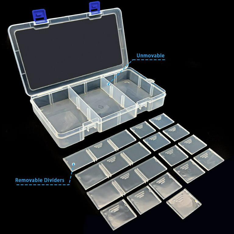 Large Clear Organizer Box,18 Grids Tackle Box Organizer with Removable  Dividers for Fishing Hook,Bead Organizer Box,Plastic Storage Containers for
