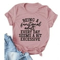 thumbnail image 2 of Camiseta holgada de manga corta con estampado de letras, elástica, para mujer, talla M, camiseta negra de verano en color oro rosa, 2 of 4