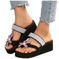 thumbnail image 5 of Mostsola Flip Flops for Women Trendy Platform Sandals Floral Rhinestone Wedges Heels Slip on Shoes, 5 of 8