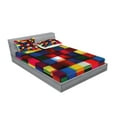 thumbnail image 2 of Ambesonne Abstract Fitted Sheet & Pillow Sham Set, Halftoned Mosaic Tile, Full, Multicolor, 2 of 2