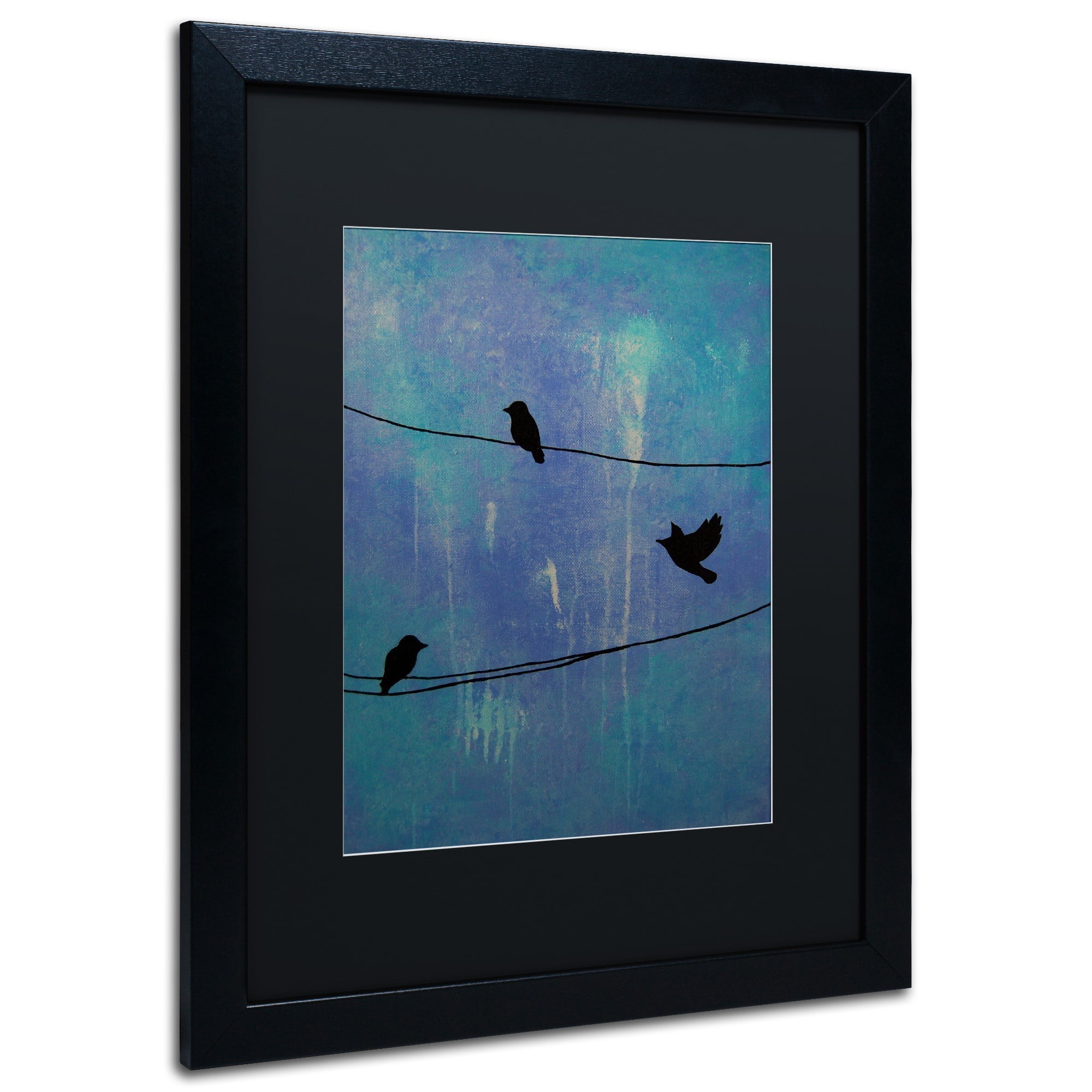 Trademark Fine Art "Birds Arrival" Canvas Art by Nicole Dietz Black Matte, Black Frame