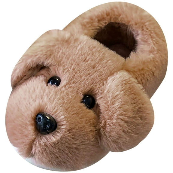 newwalpole Dog slippers Funny House Slippers Toddler Girls Boys Winter Indoor Outdoor Fuzzy Warm Shoes Brown for Size 7