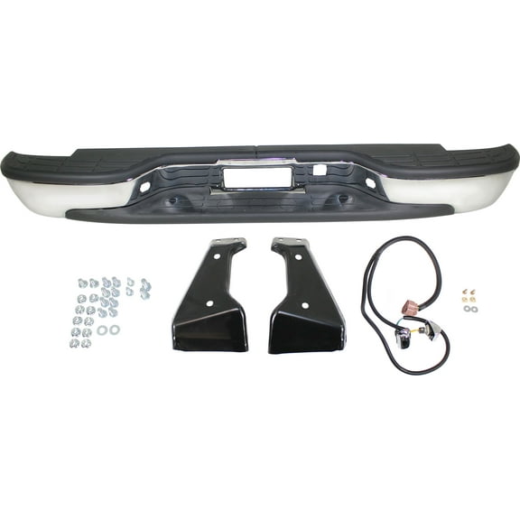 Step Bumper Compatible with CHEVROLET SILVERADO 1500 1999-2004/SIERRA 1500 1999-2005 / SUBURBAN 2000-2006 Assembly Steel Chrome