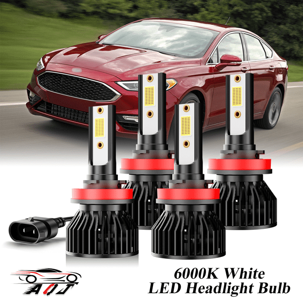 Compatible con Juego de Lámparas Alta/Baja Ford Fusion 2019 2020 - 4 Unidades, 10,000LM 6500K Blanco Frío, Bombillas 500% Ultraluminosas, Plug & Play