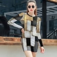 thumbnail image 3 of Geometric Abstract Art Gray Black Gold Retro Women's Long Sleeve Bodycon Dress Soft Stretchy For Everyday Wear And Special Occasions, 3 of 6