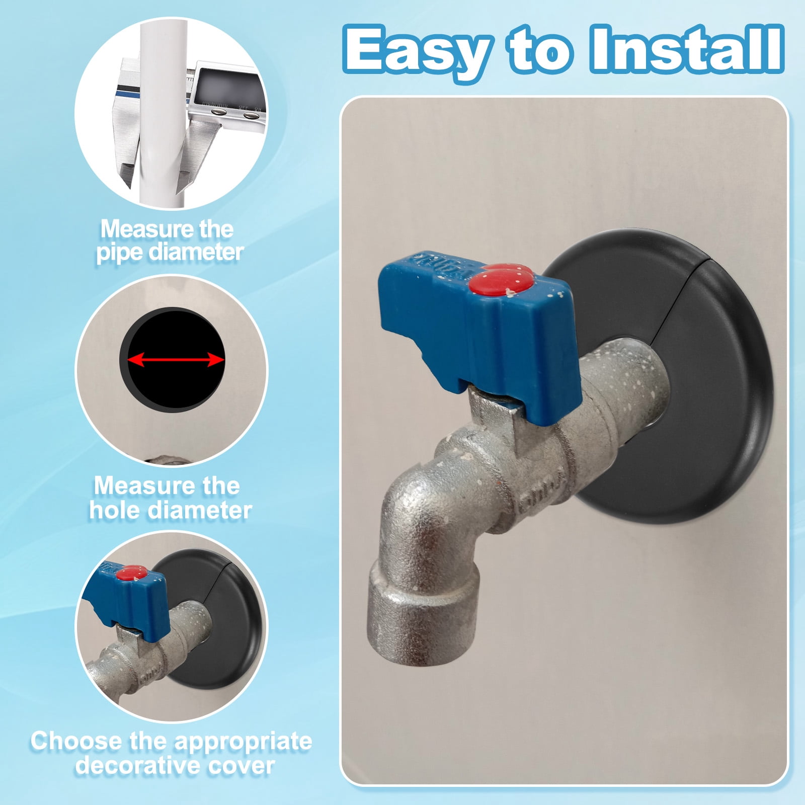 Uxcell 4-Pack Split Wall Flange – ABS Plastic, Self-Adhesive – 28mm Hole Diameter – For Water Pipes, Faucets & Cables – Black