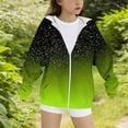 thumbnail image 5 of ZHOGXU Big Kids Girls Hooded Coat Long Sleeve Zip Up Sequins Print Casual Comfortable Sweatshirt Top For Daily Wear Light Green 10-11 Years, 5 of 5