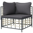 thumbnail image 2 of vidaXL Garden Corner Sofa with Dark Grey Cushions Poly Rattan, 2 of 5