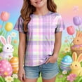 thumbnail image 2 of Staki Toddler Girl Easter Toddler Boys Girls Cute Bunny Short Sleeve Crew Neck Shirt Top Kids Easter Outfits 1-9Y 10-13Y(Light Purple,3-4 Years), 2 of 6