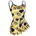 thumbnail image 6 of BWASD Women's Pajama Sets Satin Silk Sleeveless Nightwear Soft V Neck Heart Print Loungewear Casual Cami and Shorts Valentine's Day Yellow XXL Sleepwear Set, 6 of 6