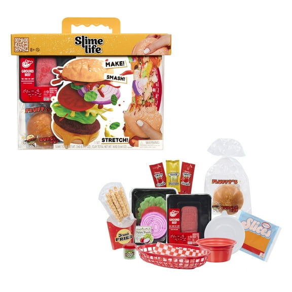 Slime Life Cheeseburger DIY Slime Kit, Make, Smash, and Stretch Your Food, Ages 8 