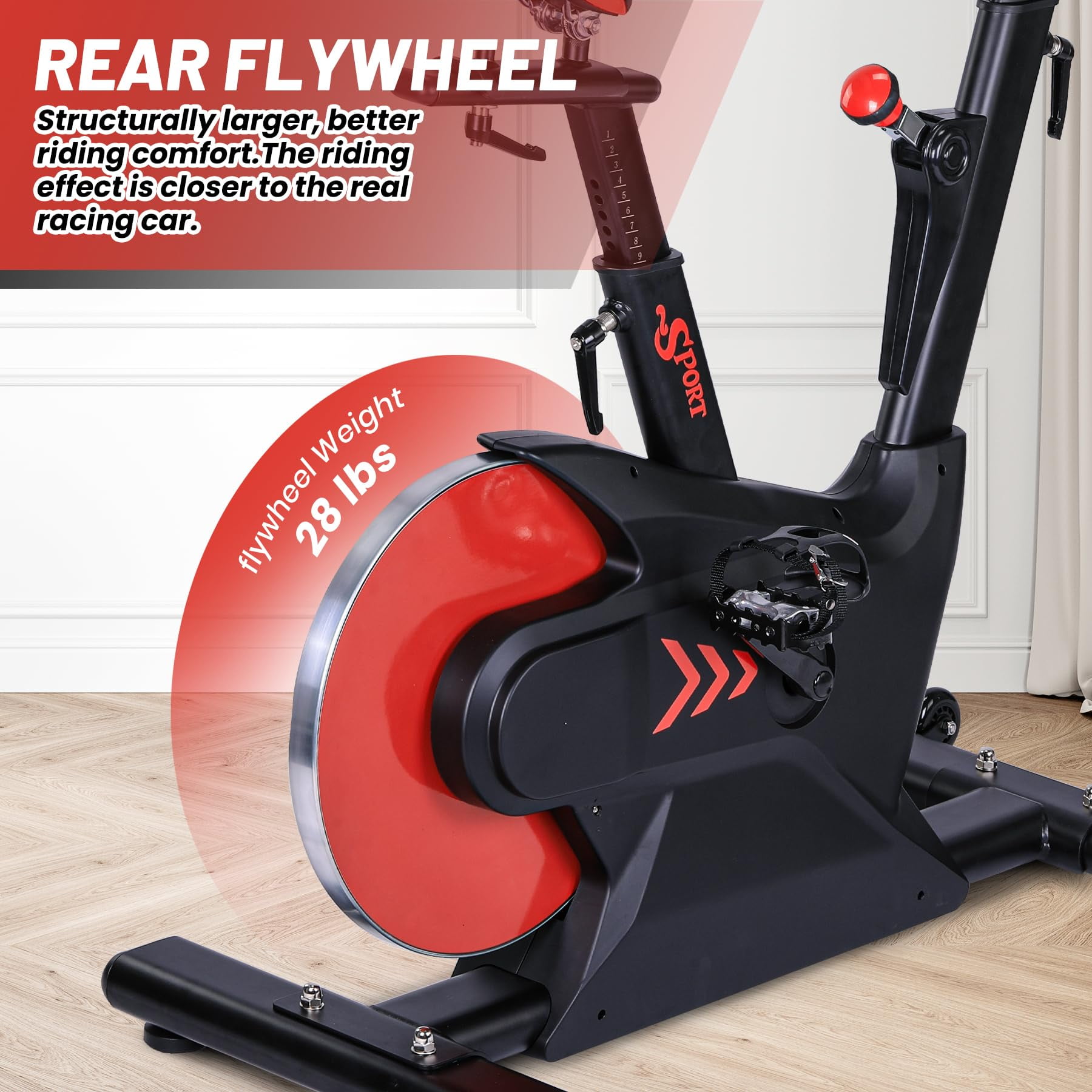 Exercise Bike, Stationary Bike with Shuttle Smart Knob,Electromagnetic Control Indoor Cycling Bike for Home with App, Cycle Bike with Ipad Mount & Seat Cushion,Rear Flywheel