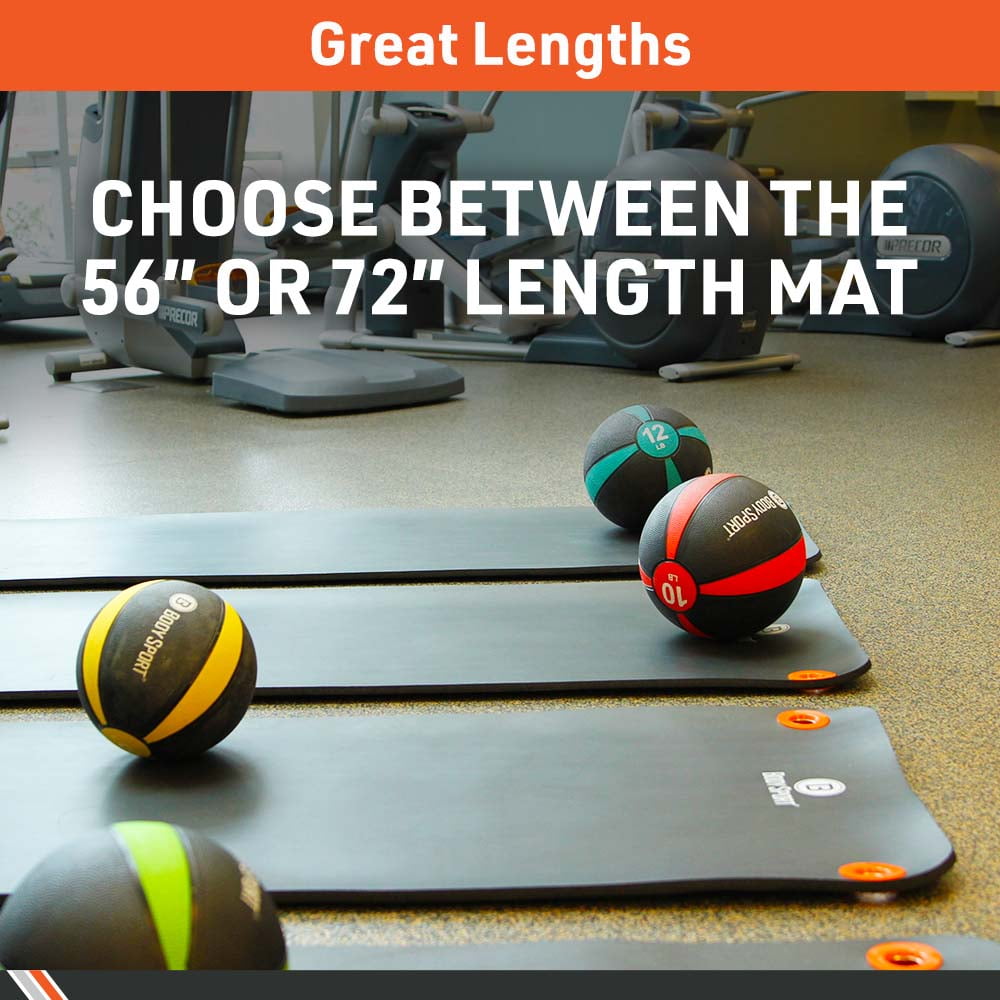 BodySport Personal Exercise Mat for Men and Women – Perfect for Gyms and Fitness Training – 1 in. Thick, 56 in. Long, Black