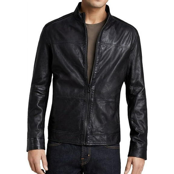 Mens Leather Jacket Slim Fit Biker Motorcycle Black Genuine Lambskin Jacket Coat A275