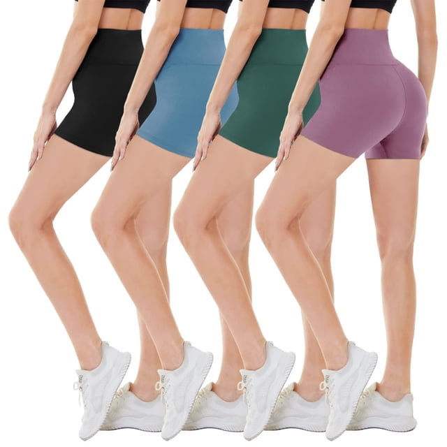 Pantalones cortos moteros CAMPSNAIL de cintura alta para mujer, paquete de 4