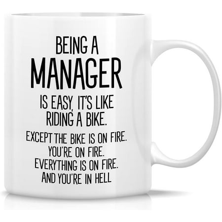 

Funny Mug - Being A Manager is Easy 11 Oz Ceramic Tea Coffee Mugs - Funny Sarcasm Motivational Inspirational Thank You birthday gifts for friends coworkers employer boss lady dad mom