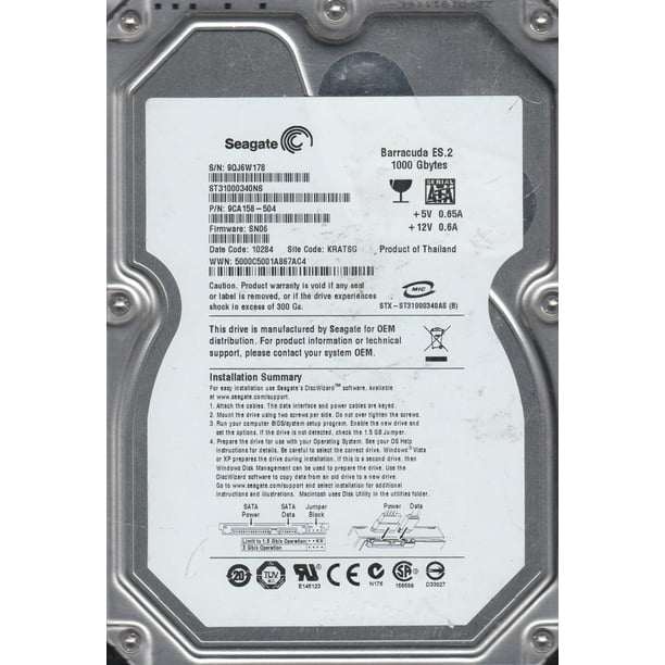 Stns 9qj Kratsg Pn 9ca158 504 Fw Sn06 Seagate 1tb Sata 3 5 Hard Drive Walmart Com Walmart Com