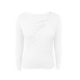 thumbnail image 4 of ClodeEU Women's Loose Cowl Neck Ruched Stretch Long Sleeve Blouse Shirt Top , Fall Casual Trendy Tops White,Womens Plus L, 4 of 6