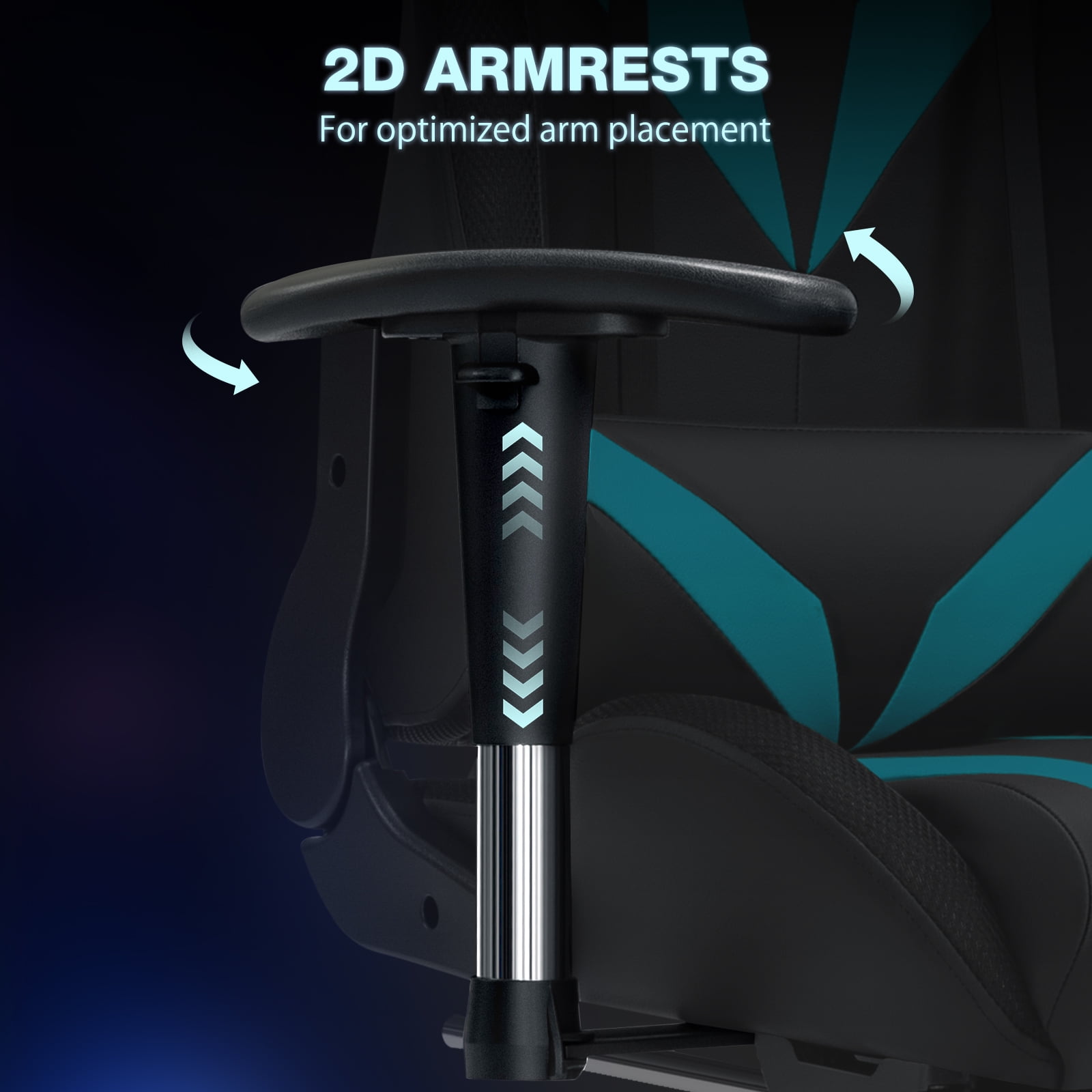 Hoffree Gaming Chair with Speakers Gamer Chair with Footrest and Massage Reclining Video Game Chair with Led Lights and Swivel Seat and Headrest and 2D Armrests for Adults
