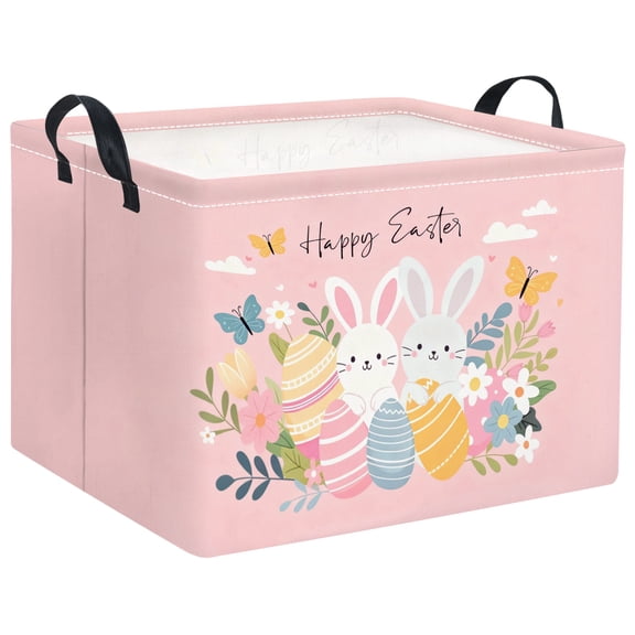 TXCENY Rectangular Kids Storage Basket Gift Basket Baby Storage Basket Cute Kids Toy Storage Bin Organizer Shelf Book Basket Room Decor(Pink Easter)